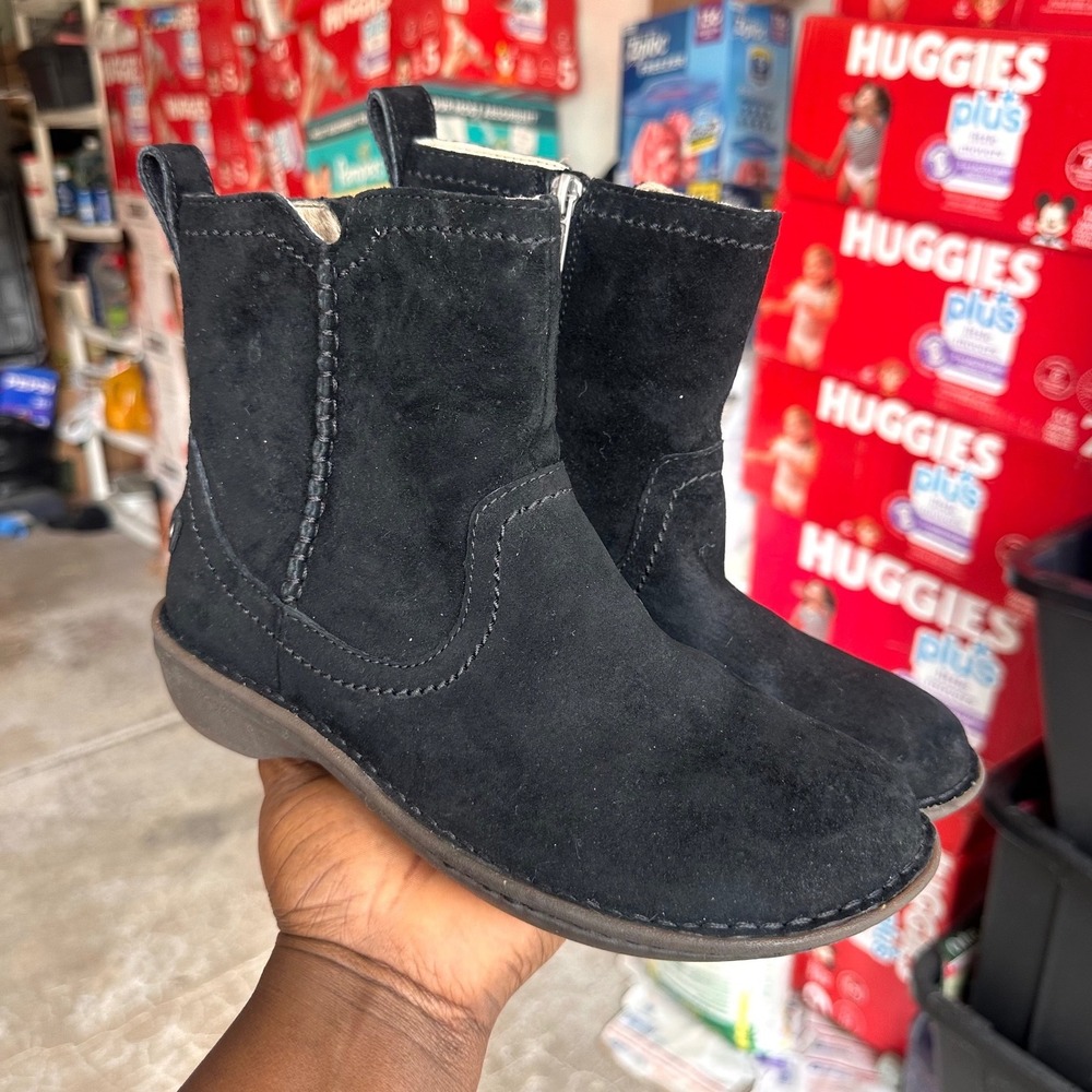 UGG Neevah Suede Side Zip Shearling Lined Ankle Boots Women's Size 7 Black - Picture 12 of 13